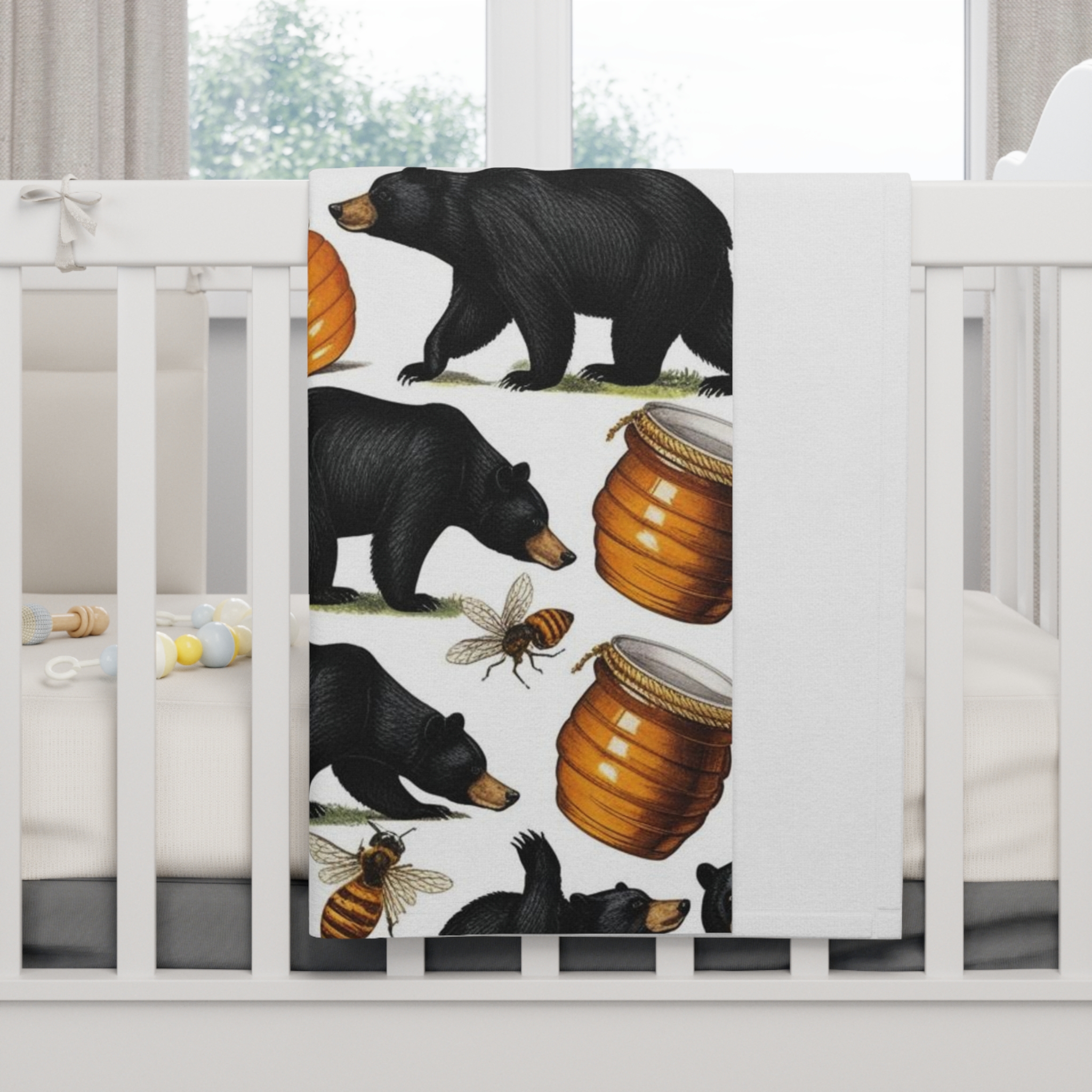 Cozy Bear Fleece Baby Blanket - Ideal for Nurseries, Baby Showers, and Woodland Themes, Cute Gift for New Parents, Soft and Warm - Image 4