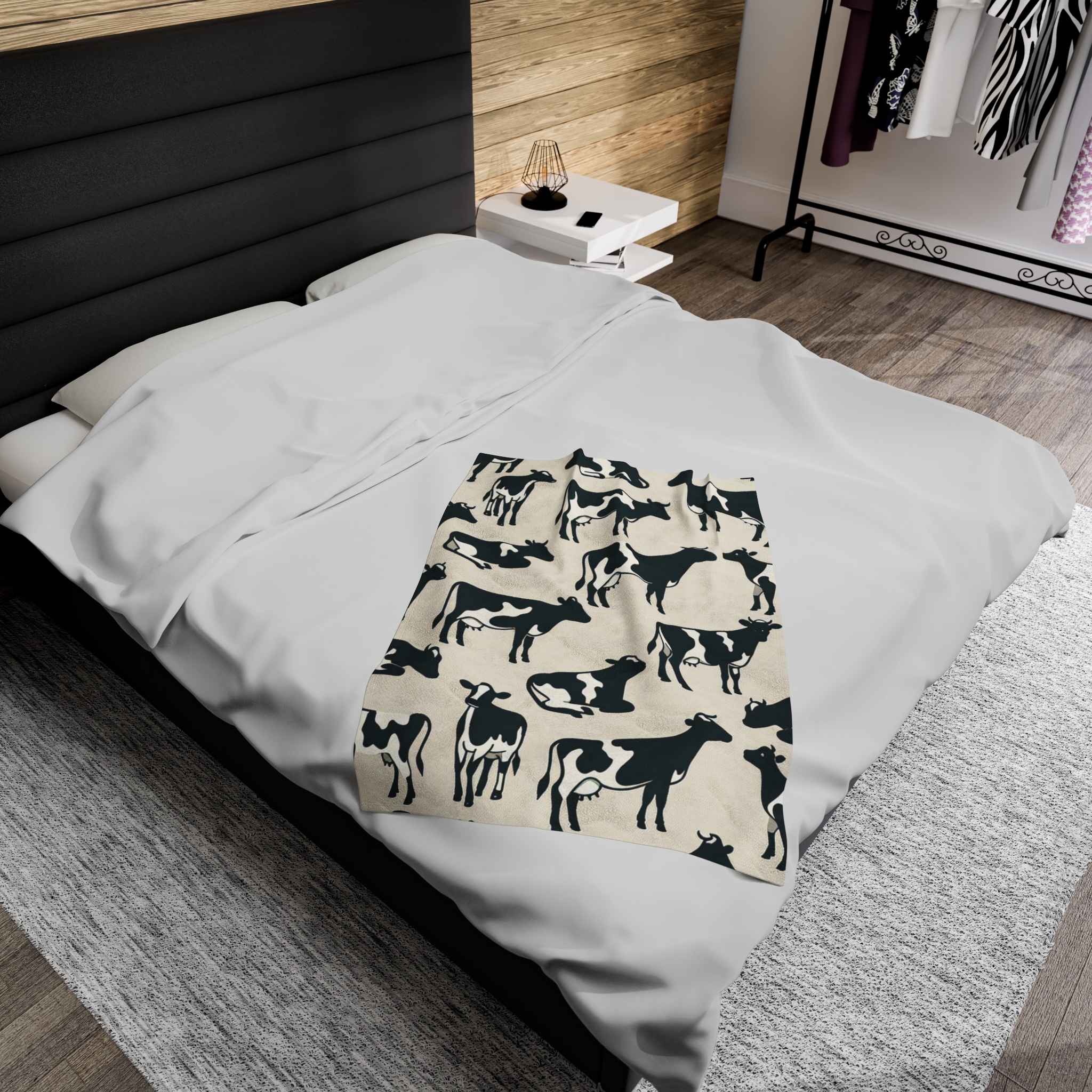 Cute Cow Print Velveteen Plush Blanket, Cozy Home Decor for Animal Lovers, Perfect Gift for Birthdays, Farmhouse Style - Image 4