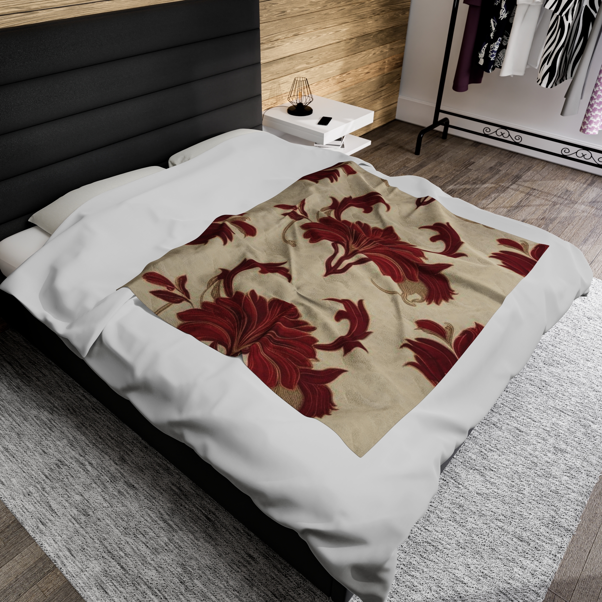 Elegant Floral Velveteen Plush Blanket, Cozy Home Decor, Perfect for Gifting, Wedding, Holidays, and Cozy Nights - Image 8